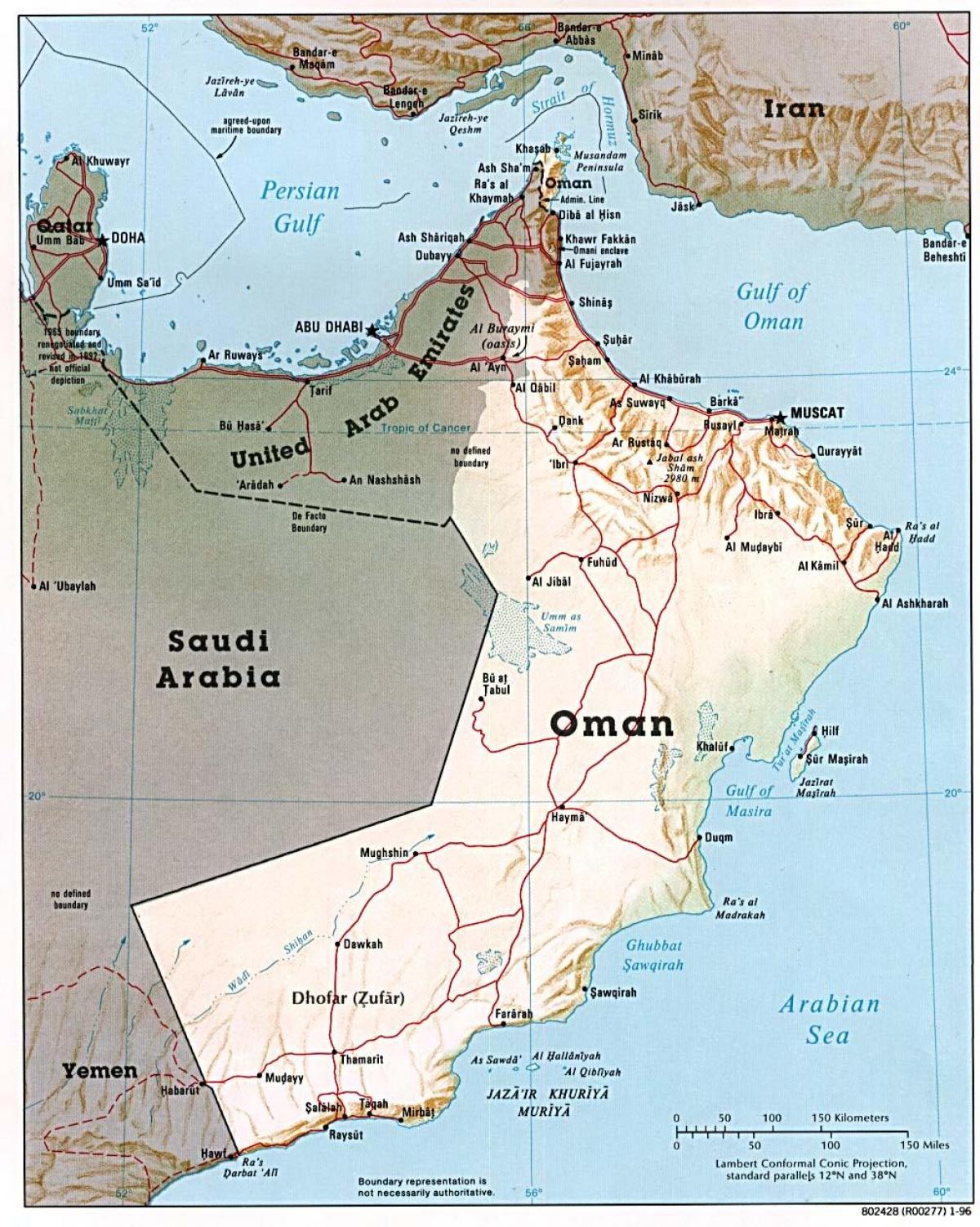 Oman mapa z miastami