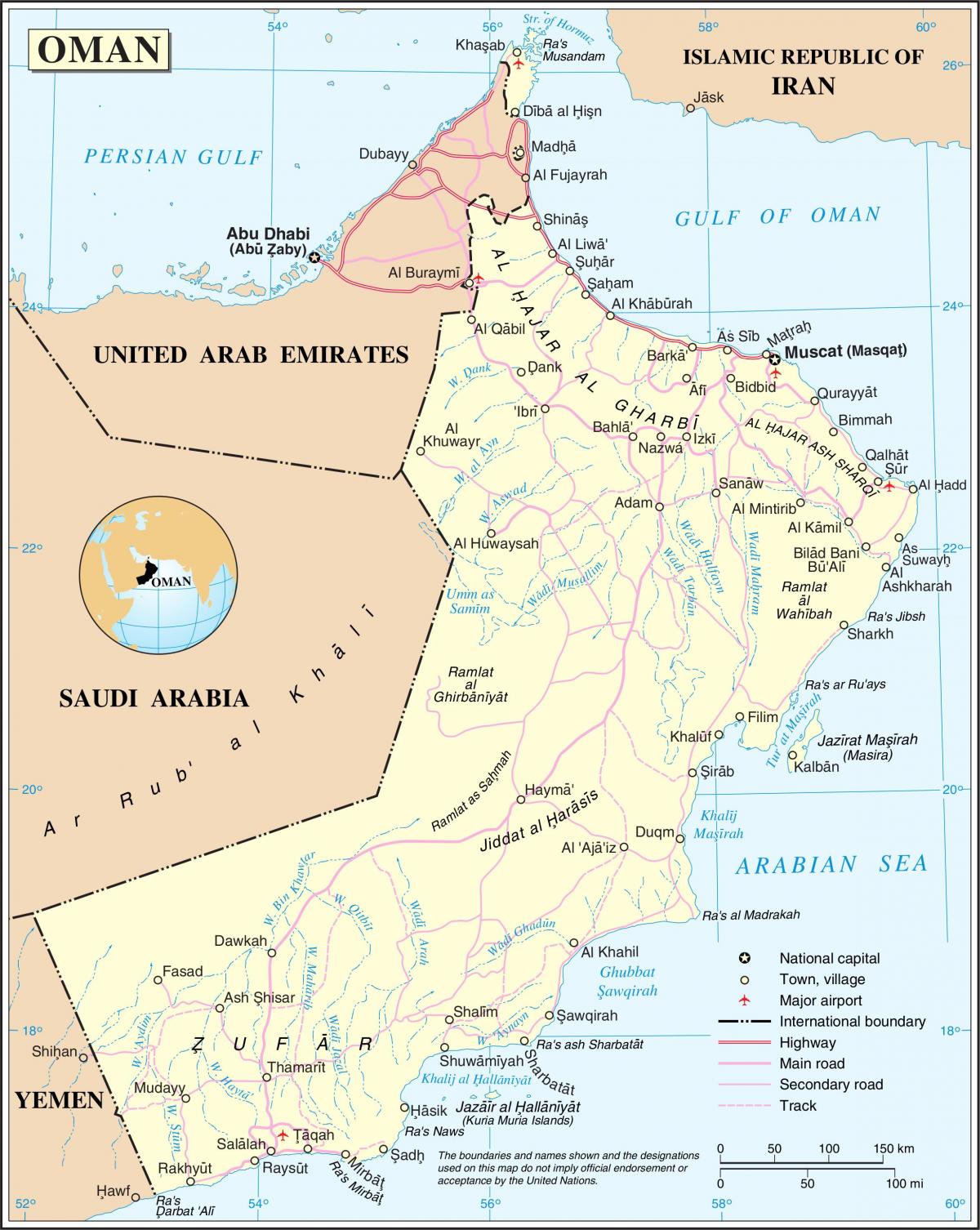 Oman drogach mapie