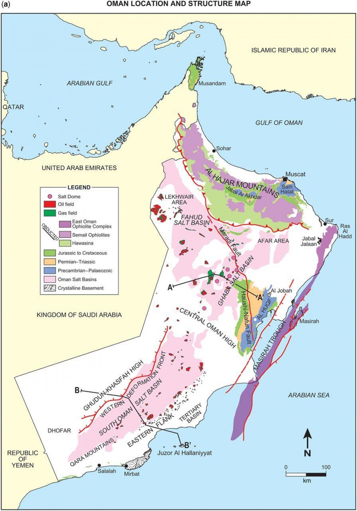 mapa Oman geologii