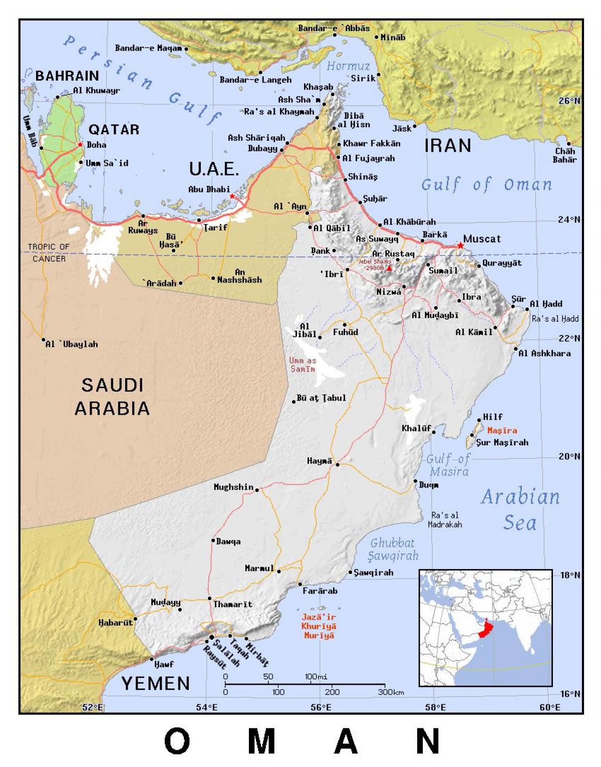 mapa Oman polityczny